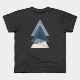 Geometric abstract night landscape art Kids T-Shirt